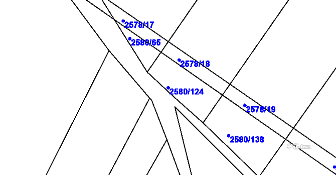 Parcela st. 2580/124 v KÚ Veverská Bítýška, Katastrální mapa