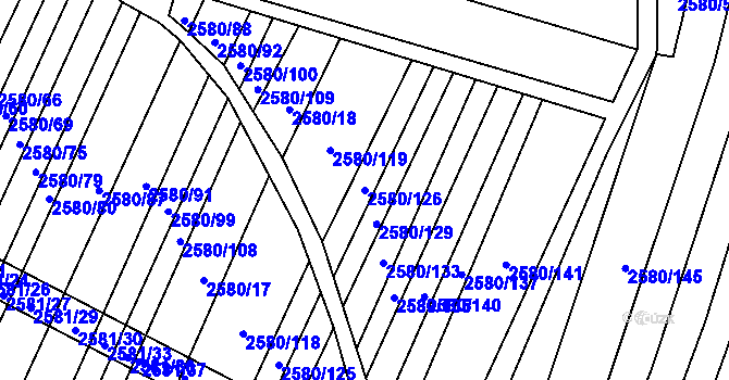 Parcela st. 2580/126 v KÚ Veverská Bítýška, Katastrální mapa