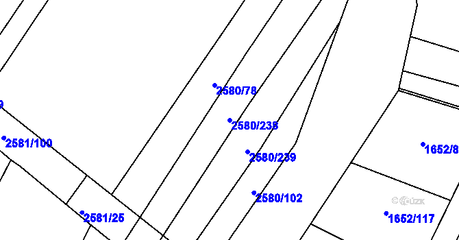 Parcela st. 2580/238 v KÚ Veverská Bítýška, Katastrální mapa