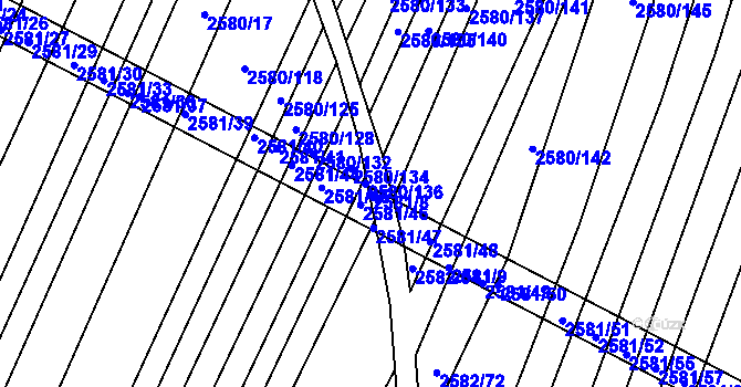 Parcela st. 2581/8 v KÚ Veverská Bítýška, Katastrální mapa