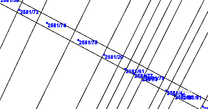 Parcela st. 2581/20 v KÚ Veverská Bítýška, Katastrální mapa