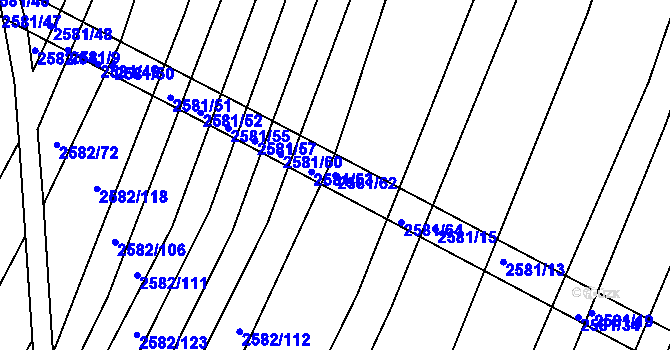 Parcela st. 2581/62 v KÚ Veverská Bítýška, Katastrální mapa