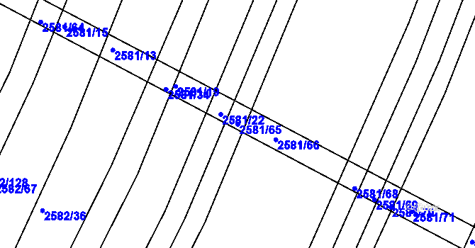 Parcela st. 2581/65 v KÚ Veverská Bítýška, Katastrální mapa