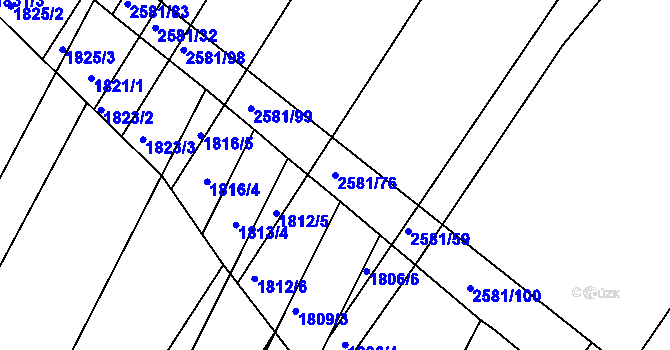 Parcela st. 2581/76 v KÚ Veverská Bítýška, Katastrální mapa