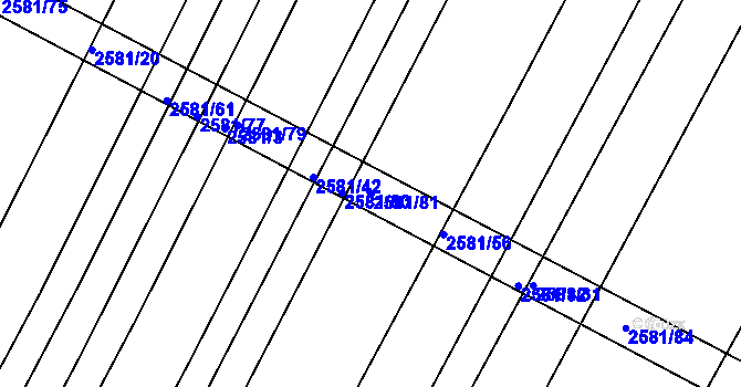 Parcela st. 2581/81 v KÚ Veverská Bítýška, Katastrální mapa