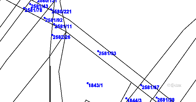 Parcela st. 2581/93 v KÚ Veverská Bítýška, Katastrální mapa