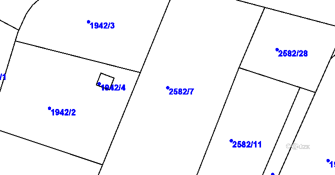 Parcela st. 2582/7 v KÚ Veverská Bítýška, Katastrální mapa