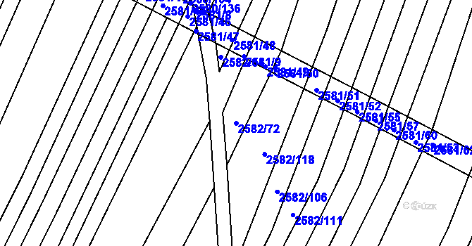 Parcela st. 2582/72 v KÚ Veverská Bítýška, Katastrální mapa