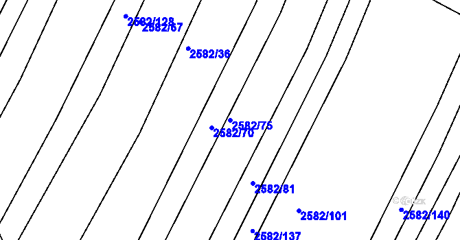 Parcela st. 2582/75 v KÚ Veverská Bítýška, Katastrální mapa