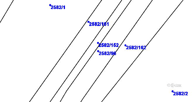 Parcela st. 2582/96 v KÚ Veverská Bítýška, Katastrální mapa