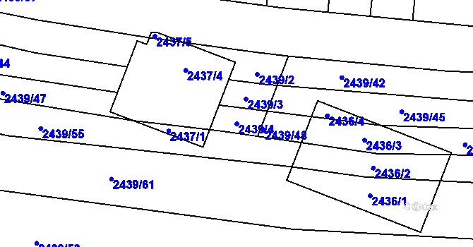 Parcela st. 2439/4 v KÚ Veverská Bítýška, Katastrální mapa