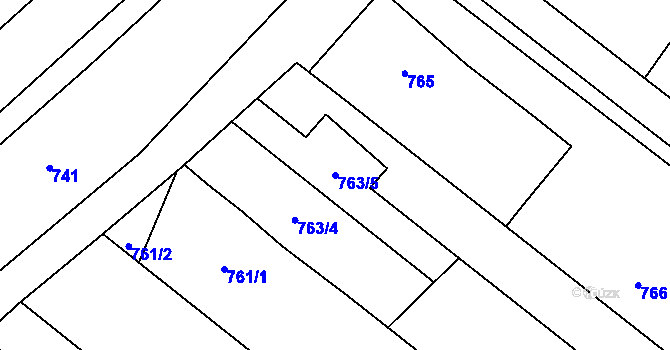 Parcela st. 763/5 v KÚ Veverská Bítýška, Katastrální mapa