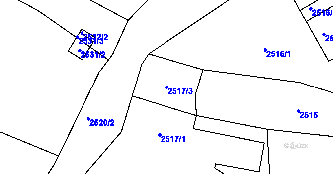 Parcela st. 2517/3 v KÚ Veverská Bítýška, Katastrální mapa
