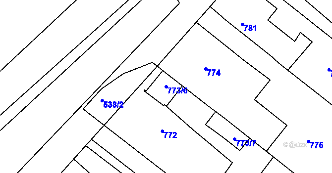 Parcela st. 773/6 v KÚ Veverská Bítýška, Katastrální mapa