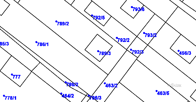 Parcela st. 789/3 v KÚ Veverská Bítýška, Katastrální mapa