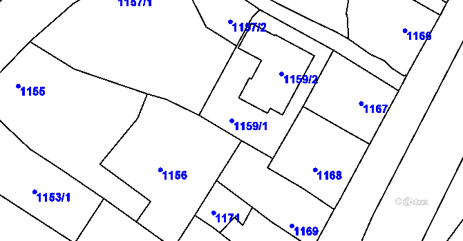 Parcela st. 1159/1 v KÚ Veverská Bítýška, Katastrální mapa