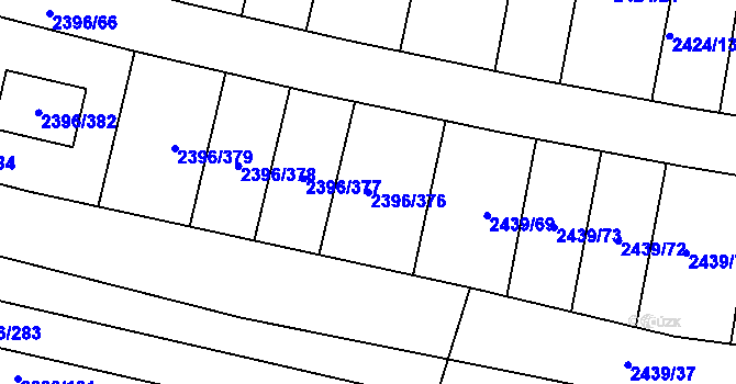 Parcela st. 2396/376 v KÚ Veverská Bítýška, Katastrální mapa