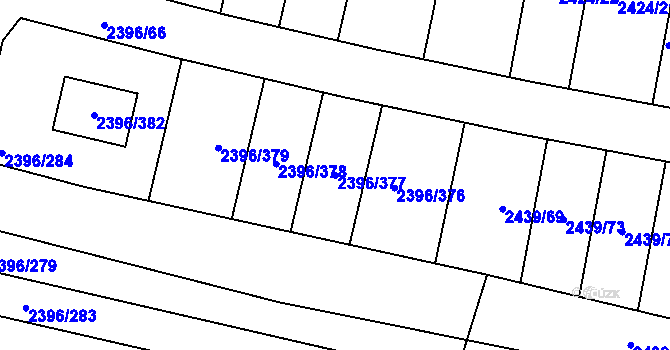 Parcela st. 2396/377 v KÚ Veverská Bítýška, Katastrální mapa
