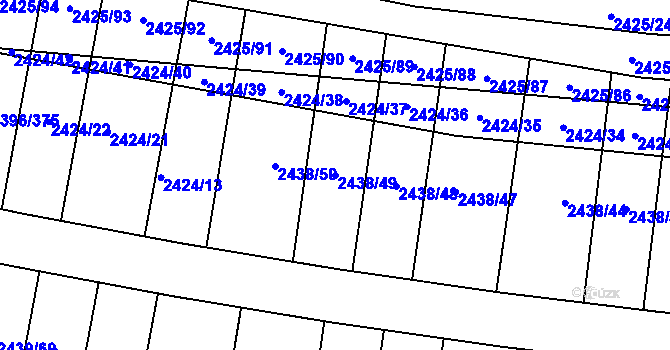 Parcela st. 2438/49 v KÚ Veverská Bítýška, Katastrální mapa