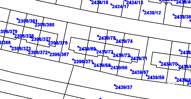 Parcela st. 2439/73 v KÚ Veverská Bítýška, Katastrální mapa