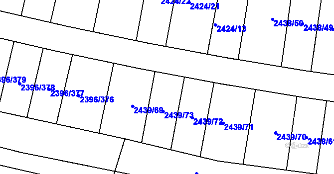 Parcela st. 2439/75 v KÚ Veverská Bítýška, Katastrální mapa