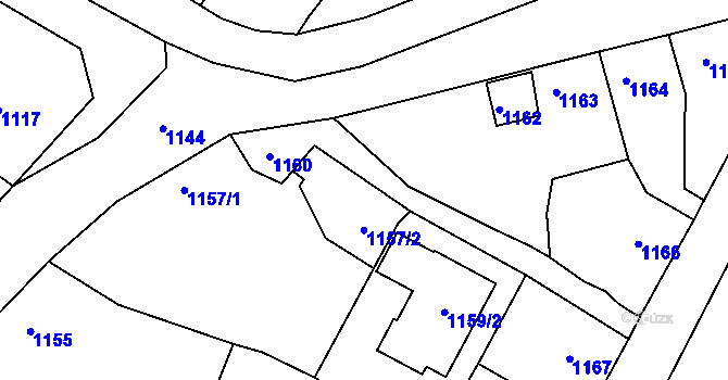 Parcela st. 1158/1 v KÚ Veverská Bítýška, Katastrální mapa