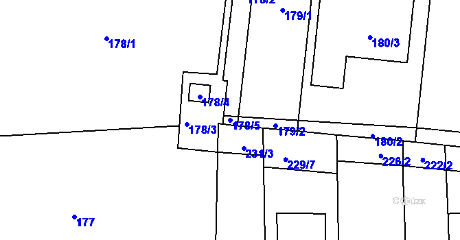 Parcela st. 178/5 v KÚ Veverská Bítýška, Katastrální mapa