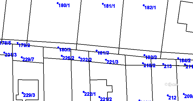 Parcela st. 181/2 v KÚ Veverská Bítýška, Katastrální mapa