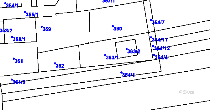 Parcela st. 363/1 v KÚ Veverská Bítýška, Katastrální mapa