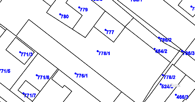 Parcela st. 778/1 v KÚ Veverská Bítýška, Katastrální mapa