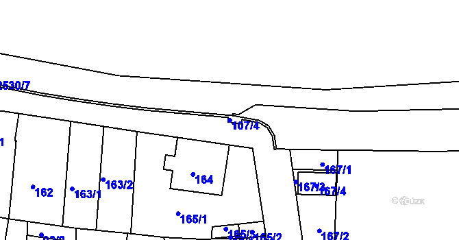 Parcela st. 107/4 v KÚ Veverská Bítýška, Katastrální mapa