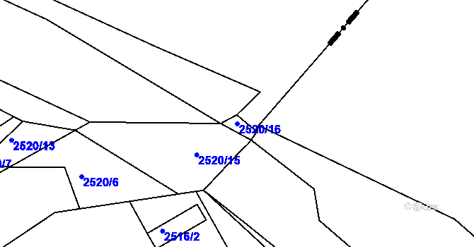 Parcela st. 2520/16 v KÚ Veverská Bítýška, Katastrální mapa