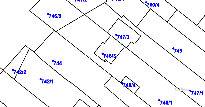 Parcela st. 746/3 v KÚ Veverská Bítýška, Katastrální mapa