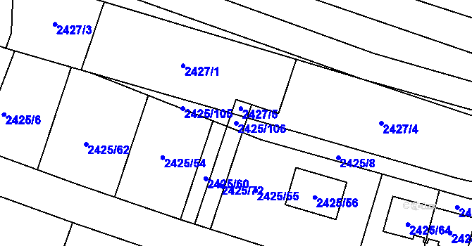 Parcela st. 2425/106 v KÚ Veverská Bítýška, Katastrální mapa