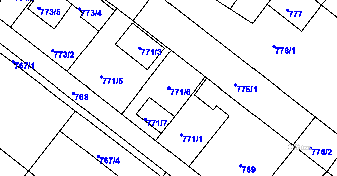 Parcela st. 771/6 v KÚ Veverská Bítýška, Katastrální mapa