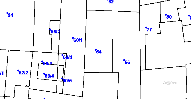 Parcela st. 64 v KÚ Veverská Bítýška, Katastrální mapa