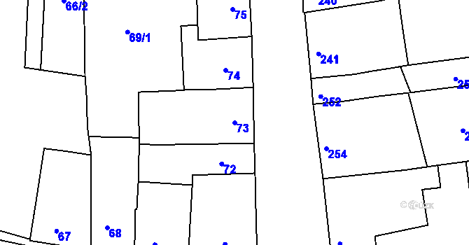 Parcela st. 73 v KÚ Veverská Bítýška, Katastrální mapa