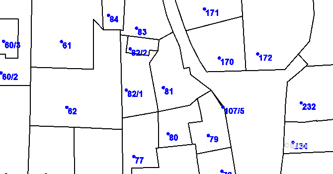 Parcela st. 81 v KÚ Veverská Bítýška, Katastrální mapa