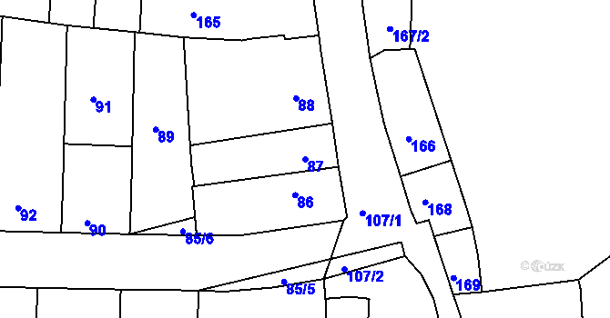 Parcela st. 87 v KÚ Veverská Bítýška, Katastrální mapa