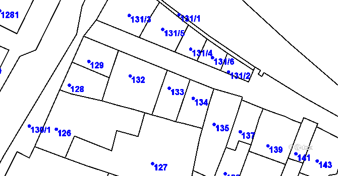 Parcela st. 133 v KÚ Veverská Bítýška, Katastrální mapa