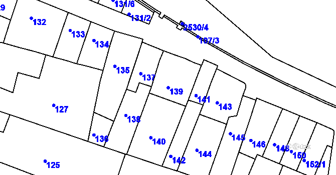 Parcela st. 139 v KÚ Veverská Bítýška, Katastrální mapa