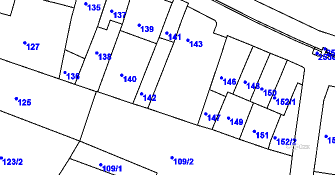 Parcela st. 144 v KÚ Veverská Bítýška, Katastrální mapa