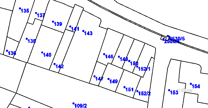 Parcela st. 146 v KÚ Veverská Bítýška, Katastrální mapa