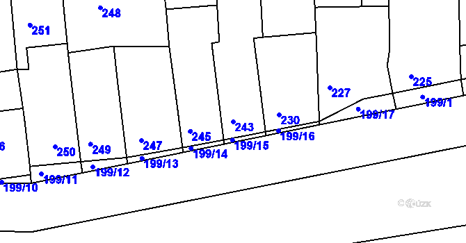 Parcela st. 243 v KÚ Veverská Bítýška, Katastrální mapa