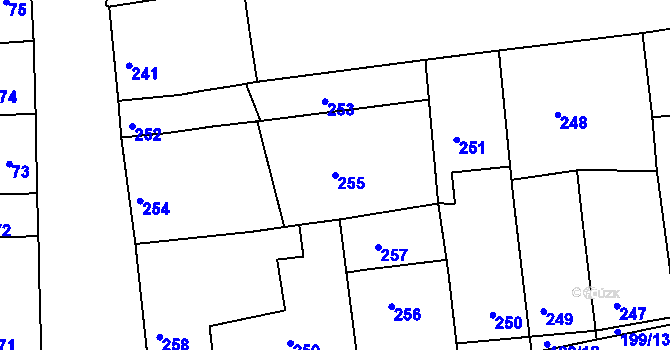 Parcela st. 255 v KÚ Veverská Bítýška, Katastrální mapa