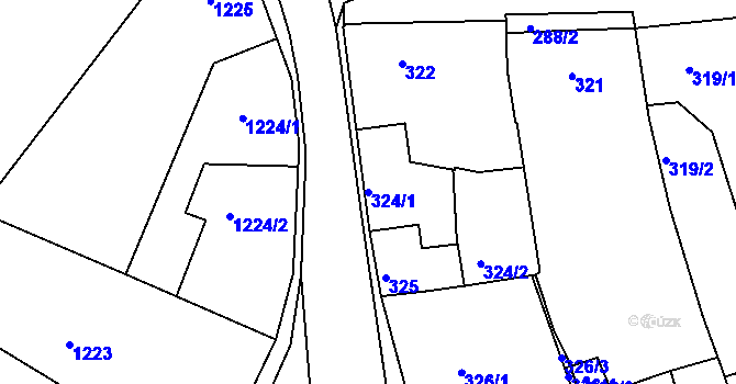 Parcela st. 324/1 v KÚ Veverská Bítýška, Katastrální mapa