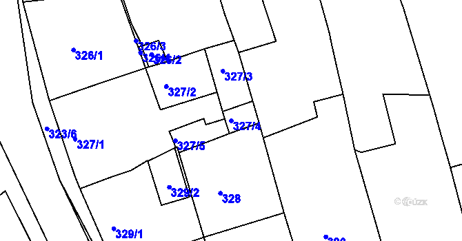 Parcela st. 327/4 v KÚ Veverská Bítýška, Katastrální mapa