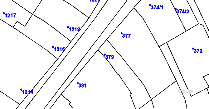 Parcela st. 379 v KÚ Veverská Bítýška, Katastrální mapa