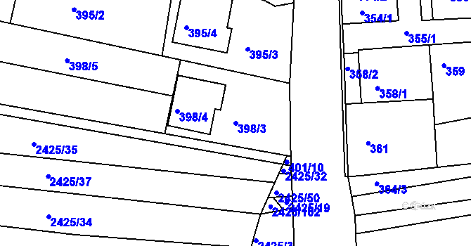 Parcela st. 398/3 v KÚ Veverská Bítýška, Katastrální mapa