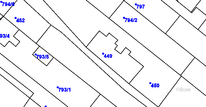Parcela st. 449 v KÚ Veverská Bítýška, Katastrální mapa